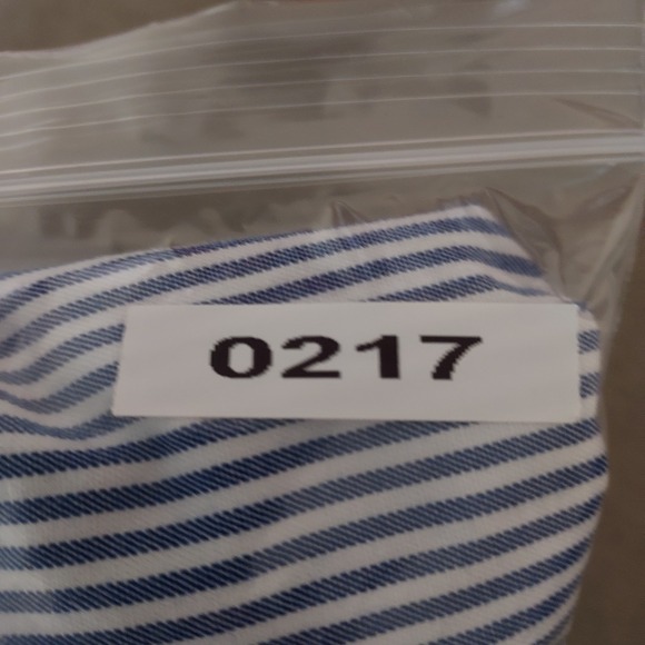 American Eagle Men's L Marchese Classic Fit Striped Dress Shirt Blue‎ White - Picture 8 of 8